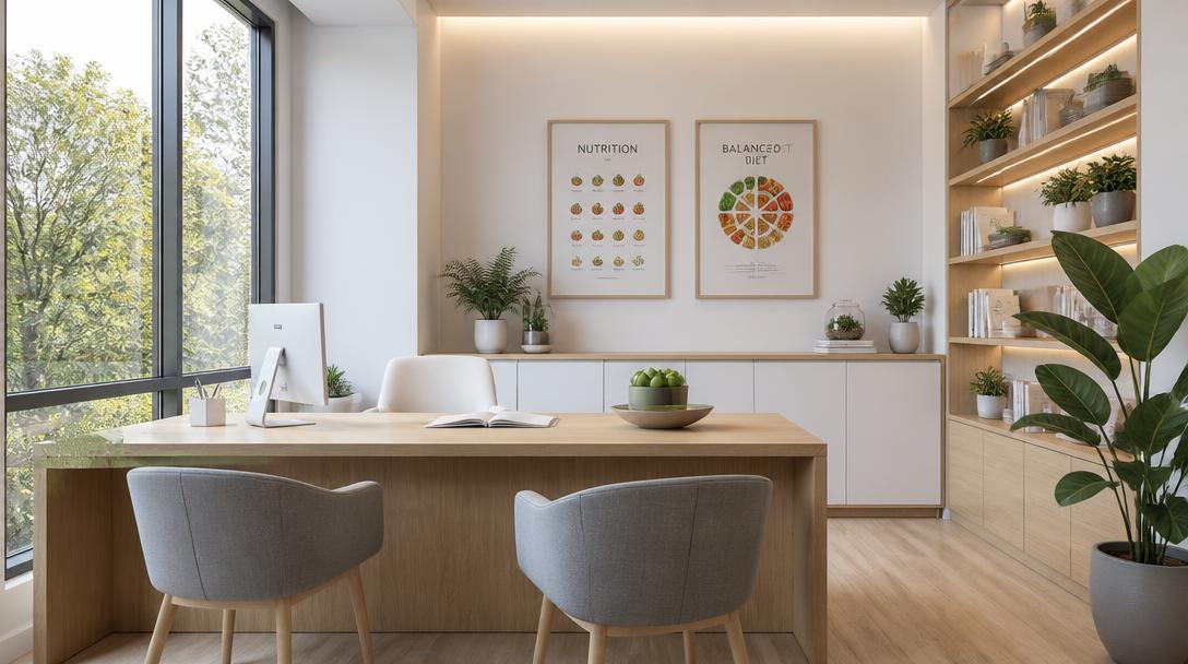 Consultório de nutrição moderno com luz natural